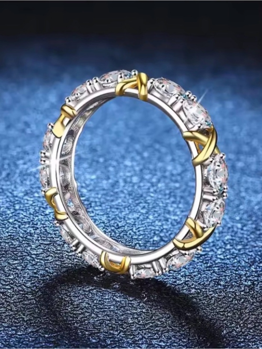 New Tiffany Style-Two-Tone Gold and Silver Ring with topaz